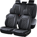 Coverado Car Seat Covers Full Set, Black Seat Covers, Waterproof Faux Leather Car Seat Cover, Luxury Car Seat Cover, Automotive Seat Covers 5 Seats, Car Seat Protector Universal Fit Most Cars