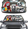 GENANY Horror Family Windshield Sun Shade for Car SUV Truck (64x32 inches), Sun Shade Windshield, Shades for Front Windows, Protector Blocks UV, Halloween Car Decor