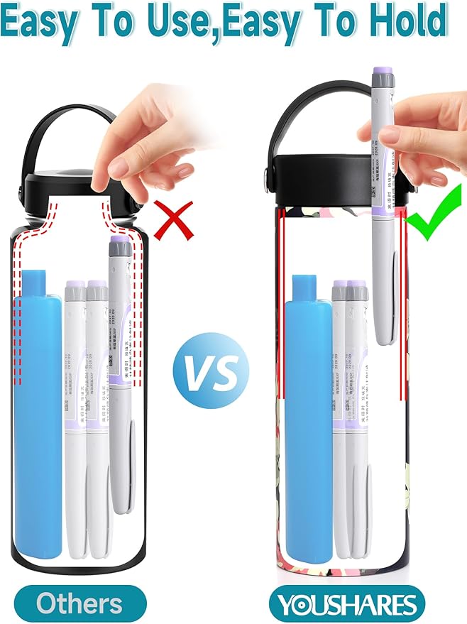 YOUSHARES Insulin Cooler Travel Case - 48H Verified Cooling with Temperature Display, TSA Approved Diabetic Medication Pen Vials Refrigerator with ℃/℉ Digital Temp Display, Portable for 1–7 Pens
