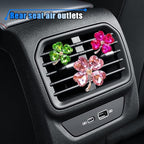 3PCS Bling Four Leaf Clover Car Dashboard Air Vent Trim Clips, Crystal Rhinestone Auto Air Fresheners Outlet Clips, Cute Car Interior AC Decoration Accessories for Women (Big Pink/Small Rose & Green)