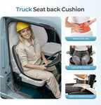 FLORICH 2 in1 Truck Seat Cushion and Lumbar Support Pillow Memory Foam Car Seat Cushion with Adjustable Strap for Truck Driver Long Drives, Fits Semi Truck Seat,Car,Office&Gaming Chair(Light Black)