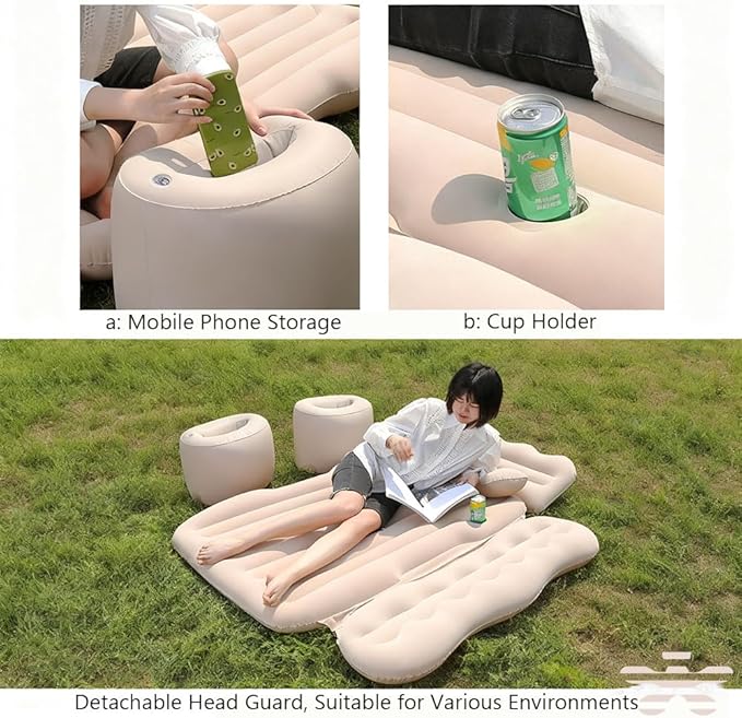 Car Inflatable Air Mattress for Nissan Armada (new Generation) 2025 Inflatable Back Seat Car Bed Double-Sided Portable Camping Travel Sleeping Bed,Dark Green-Mountain Design