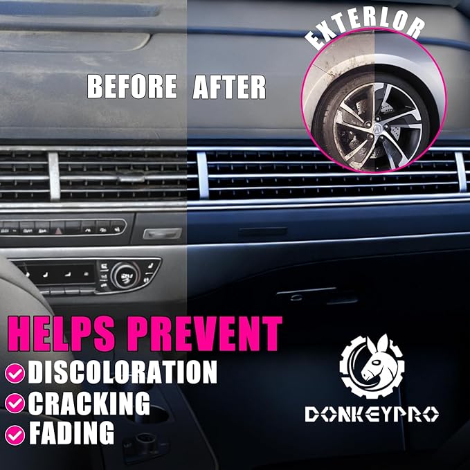 DONKEYPRO Car Interior Cleaner and Protectant, 15 Fl Oz Polishing Cleaner Interior Detailer Spray - Repels Dust & Staining, Restores & Protects Plastic, Vinyl, Leather Seats - UV Guard, Anti-Aging