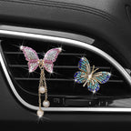 Blue and Pink Butterfly Air Vent Clip Accessories Air Conditioning Outlet Clip Car Air Freshener Dashboard Accessories Charm Car Inter Decor Cute Interior Accessories for Women (2 Pcs)