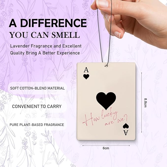 Trendy Cute Pink Car Accessories for Women,Clean Girl Aesthetic,Funky Lucky 8 Ball Ace Card Matchbox Air Freshener Hanging 3 Pcs for Cars Closet Drawer Books Bathroom