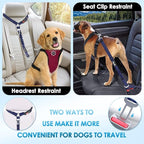 SlowTon Dog Seat Belt for Car, 2 Pack Dog Car Harness Seatbelt Adjustable with Elastic Bungee Buffer, 2 in 1 Pet Car Leash Headrest Restraint Dog Reflective Safety Tether (Blue, Headrest+Clip)
