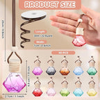 Mudder 50 Pcs Gradient Hanging Car Air Freshener Empty Clear Glass Diffuser Bottles for Essential Oils Perfume Pendant for Women Guests Wedding Favors Employee Appreciation Gifts(Rhombus,Colorful)