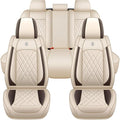 Car Seat Covers Compatible with Toyota Camry 2012-2026 Durable Waterproof Automotive Seat Covers Stretchable Fabric Material, Airbag Compatibility, Premium Nappa Leather(Full Set, Beige Brown)