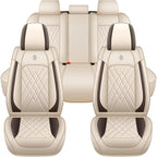 Car Seat Covers Compatible with Toyota Camry 2012-2026 Durable Waterproof Automotive Seat Covers Stretchable Fabric Material, Airbag Compatibility, Premium Nappa Leather(Full Set, Beige Brown)