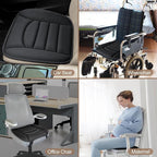 Memory Foam Car Seat Cushion with Breathable Fabric & Non-Slip Gel, Universal Fit for Car Truck Office Home 19.6x18x1.2 Black