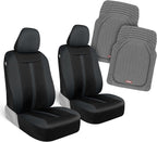 Motor Trend (2) Car Seat Covers for Front Seats with (2) Trimmable Car Floor Mats – Universal Fit Auto Accessories for Cars, Trucks, SUVs, Vans – Interior Protection and Vehicle Interior Shield Combo
