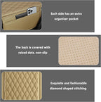 Upgraded Car Center Console Cover,Microfiber Leather Car Armrest Cover Cushion with 2 Storage Bags,Universal Cars Armrest Storage Box Cars Interior Accessories for Most Vehicles (Beige)