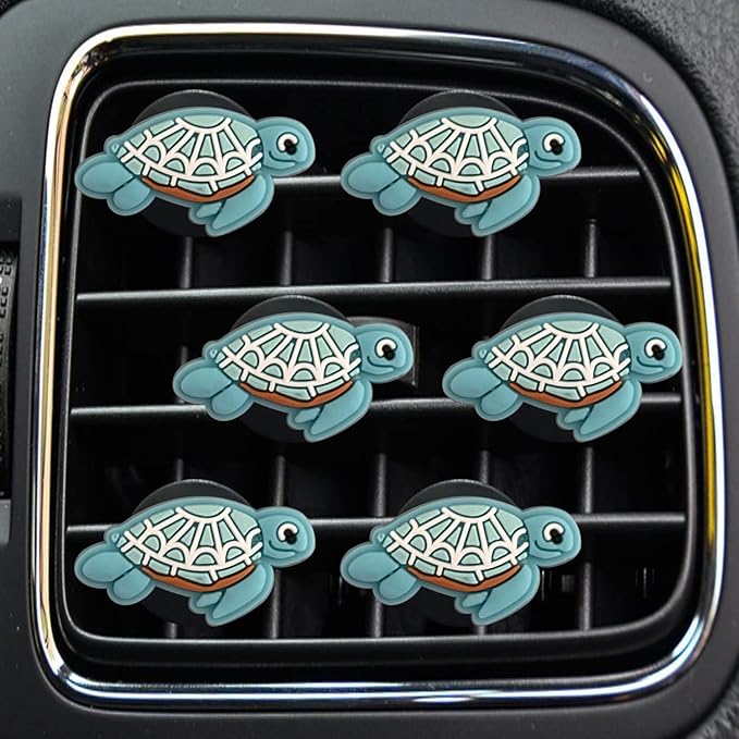 Cute Turtle Air Vent Clips, 6 Pcs Turtle Car Air Fresheners Vent Clips Car Diffuser Vent Clip Car Decoration Interior Decor Accessories for Women(Ocean, Lemon,Jasmine,Cologne Flavor)