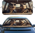 Funny Dinosaur Car Windshield Sunshades Cool Retro Sunglasses Dino Front Window Sun Shade Blocks UV Rays Sun Visor Protector for Car Sedan Truck SUV Accessories 59" L x 31.5" W