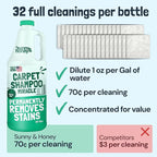 Sunny & Honey Heavy Duty Carpet Cleaner Solution for Machines - Powerful Stain and Surface Odor Eliminator For New and Deep-set Pet Messes - For Rugs, Couches and Upholstery (32fl oz, Spring Mint)