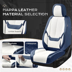 Coverado Seat Covers, Car Seat Covers Front Seats, Leather Seat Covers for Cars, Car Seat Protector Waterproof, Car Seat Cushion, Front Carseat Cover Universal Fit for Most Cars, Blue White