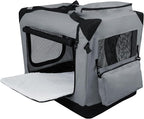 EliteField 3-Door Folding Soft Dog Crate with Carrying Bag and Fleece Bed (2 Year Warranty), Indoor & Outdoor Pet Home (30" L x 21" W x 24" H, Light Gray)