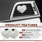 2 Pieces Bling Crystal Heart Car Vent Clips Sparkling Air Freshener and Decorative Accessories for Women Men SUV Truck (White)