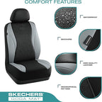 Skechers Car Seat Covers,Leather Seat Covers with GOGA Mat Technology,Waterproof Car Seat Covers Front Seats,Airbag Compatible,Comfort Universal Fit for Most Cars,Vans,Trucks,SUVs,Grey