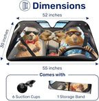 GENANY Capybara Family Windshield Sun Shade for Car SUV Truck (55x30 Inches), Sun Shade Windshield, Shades for Front Windows, Xmas Auto Gift, Spring Car Decor