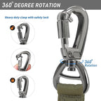 Hotsky Tactical Dog Leash Heavy Duty for Medium Large Dogs that Pull,4-6Ft Strong Bungee Shock Absorbing No Pull Dog Leash with Padded Double Handle and Car Seatbelt,Army Green