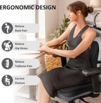 Seat Cushion,Lumbar Support Pillow for Office Chair,Memory Foam Coccyx Seat Cushion,Ergonomic Mesh Back Support Pillow,Office Desk Chair Cushion for Sciatica,Back&Tailbone Pain Relief,Black