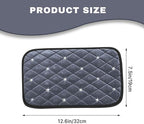 Bling Car Center Console Cover, Soft Fluffy Armrest Seat Box Cushion Pad, Crystal Diamond Arm Rest Protection Mat, Automotive Interior Decoration Accessories for Most Vehicles (Gray)