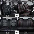 Leather Car Seat Covers Fit for Toyota Highlander Hybrid 2006-2024, 5 Seater Car Seat Cover, Premium Waterproof, Scratch Resistant Car Interior Accessories (Full Set Black)