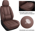 Car Seat Covers Full Set, Car Seat Cover Lumbar Support, Car Seat Protector Waterproof, Nappa Leather Car Seat Cushion, Front Seats and Back Fit for Most Cars Brown