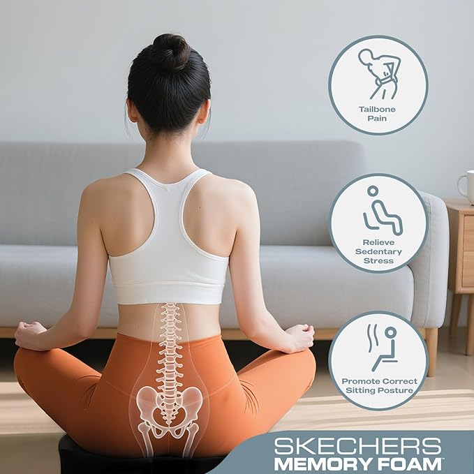 Skechers Seat Cushion Memory Foam,Donut Pillow Office Chair Cushion for Tailbone Pain Relief,Butt Pillow for Office Chair,Car seat Cushion,Long Sitting Office Workers,and Car Drivers,Orange