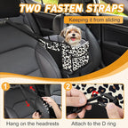 Portable Dog Car Seat for Small Dogs - Adjustable Safety Leash, Washable Cushion & Storage Pocket - Pet Booster Seat for Car Travel- Leopard