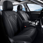FLORICH Leather Cars Seat Covers Full Set Waterproof Automotive Seat Covers Front and Rear 5 Seats Full Wrapping Edge Seat Protector Cushion Universal Fit for Most Car Truck SUV, Black