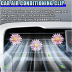 3PCS Daisy Flower Car Dashboard Air Vent Trim Clip, Cute Daisy Air Conditioner Outlet Clip Car Charm for Women, Car Air Vent Clip Auto Interior Decoration for Girls Present (Pink)