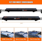 Universal Car Soft Roof Rack Pads Luggage Carrier System for Kayak Surfboard SUP Canoe Include 2 Heavy Duty Tie Down Straps, 2 Tie Down Rope, 2 Quick Loop Strap (Use with Cross Bar)