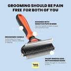 MalsiPree Dog Brush - Large, Orange - 2-in-1 Deshedding Tool & Undercoat Rake, Dog Undercoat Brush - Gentle Dematting Comb & Pet Hair Removal Tool - Smooth-Edge Design & Grooming Comb