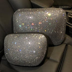 Lumbar Support Pillow Summer Decorative for Car Soft Bling Accessories Sparkly Diamond Rhinestone for Women Girls, Universal Office Chair Lower Back Cushion Rubber Black