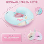 Toddler Neck Pillow, Kids Travel Neck Pillow for Traveling with Eye Mask, Toddler Cute Unicorn Airplane Travel Essentials, Memory Foam Car Flight Sleeping Headrest for Baby Boy Girl Child Gift (Blue)