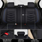 Car Seat Cover 6 Seats for Ford Explorer 2000-2026, Waterproof Durable Compatible Airbag, Premium Leather Seat Protector(6 Seats Luxury,Black Blue)