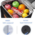 iknoe Insulated Lunch Bag, Foldable 14L Cooler Bag for Men & Women, Leakproof Thermal Design, Great for Office, Picnic, Travel, Lunch Box, Black New