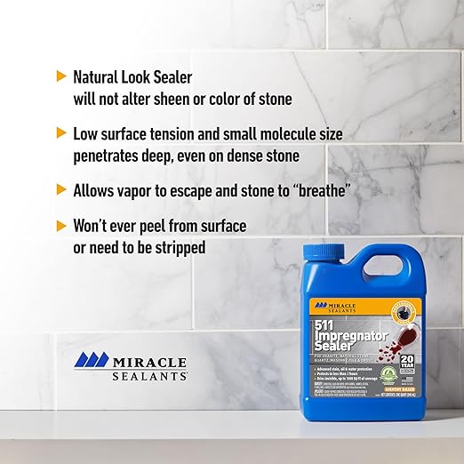 Miracle Sealants 511 Impregnator Advanced Penetrating Sealer for Countertops, Stone, Tile & Grout, Gallon