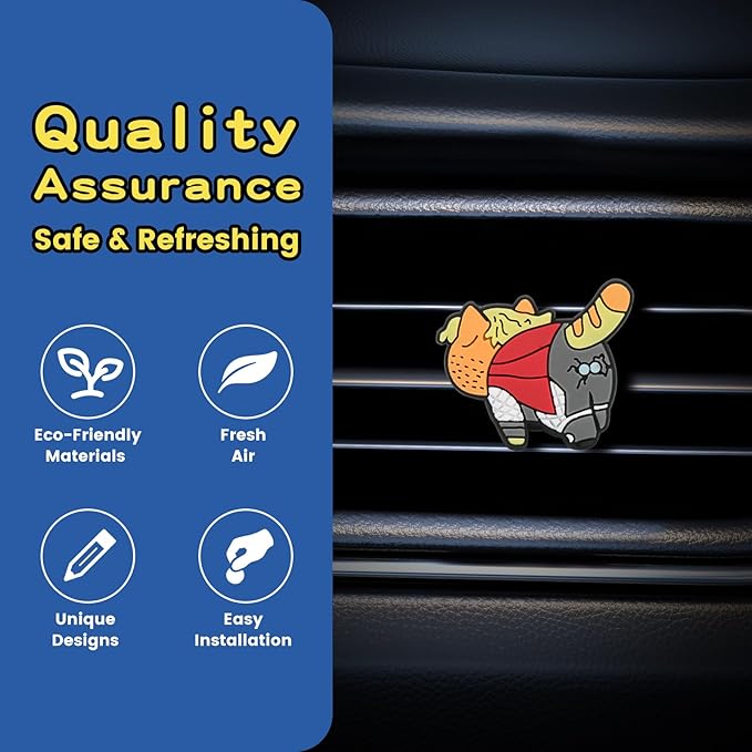 Air Vent Decoration - Cute Super Kitty Hero Decorative Vent Clip for Cars, Bedroom or Office [Thor]