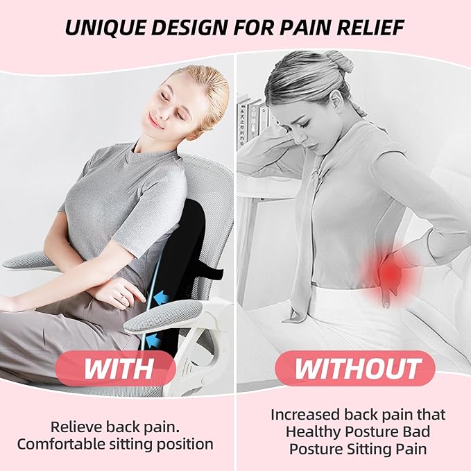 LIQUN Memory Foam Seat Waist Pillow, for Office Chair, Car, Game Chair Lower Back Pain Relief and Improve Posture Lumbar Support Pillow, (Black)