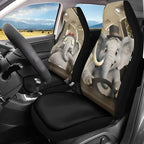 Elephant Car Front Seat Covers Set of 2 Funny Nonslip Car Seat Covers Front Seats Only Stretch Polyester Fabric Cover Cars Seats Covers Protector for Cars Sedans SUVs