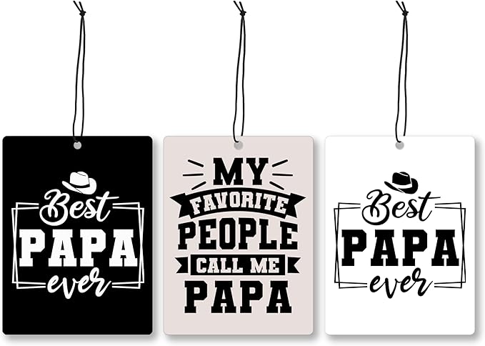 Mancheng-zi Papa Gifts Car Air Freshener 3Pcs, My Favorite People Call Me Papa Air Freshener Hanging for Cars Closet Drawer or Books, Gifts for Father's Day Car Accessories Mirror Decor for Men