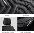 Car Seat Covers, Breathable & Waterproof Faux Leather Automotive Seat Covers for Cars SUV Truck Sedan, Universal Anti-Slip Driver Seat Cover with Backrest (2 PCS Front Seat, Black)