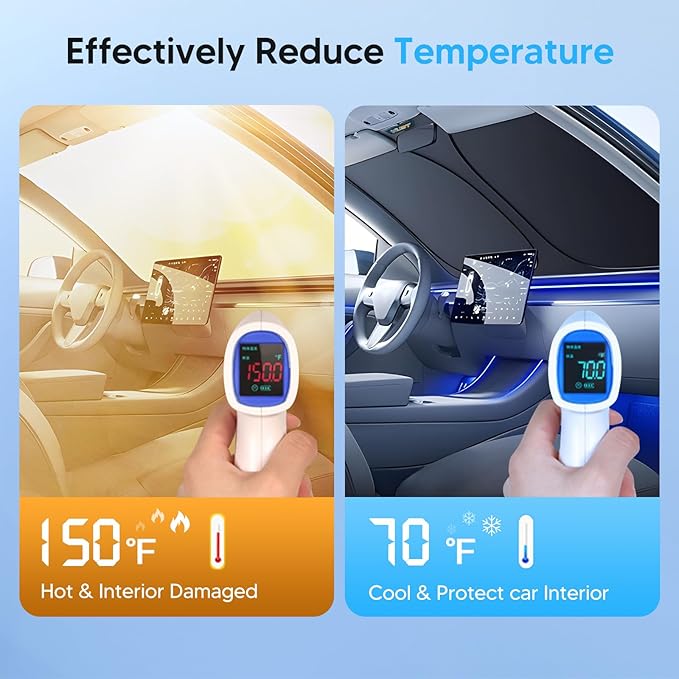 KUST Windshield Sun Shade for 2026 2025 2024-2007 Toyota Tundra Accessories Front Window Sunshade Sun Visor Protector Foldable Blocks UV Rays Keep Your Car Cooler