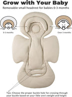 Infant Car Seat Insert with Extra Cushion for Preemie to Toddler, Reversible Newborn Carseat Insert for Baby Head Body Support, Fits for Stroller, Baby Swing, Bouncer - Dots, Beige