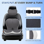 Truck Seat Cushion and Headrest 2-in-1 Set for Truck Driver, Lumbar Support Car Cushions for Long Haul Driving, Memory Foam for Semi Truck & Big Rig, Ergonomic Relief for Back & Sciatic Pain