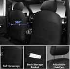 CAR PASS Luxury Nappa Leather Seat Covers Full Set, Water Resistant Faux Leather Seat Cover with Lumbar Support, Breathable Automotive Seat Covers Universal Fit for Sedan SUV Van Truck, Black Blue