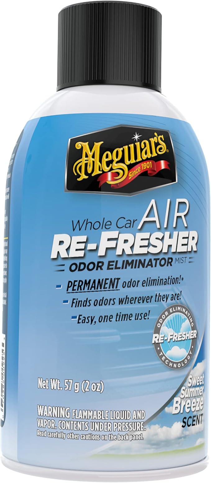 Meguiar's Whole Car Air Refresher, Odor Eliminator Spray Eliminates Strong Vehicle Odors, Summer Breeze 2 Oz Spray Bottle